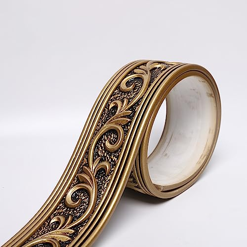 Tapetenbordüre selbstklebend Vinyl Sockelleiste Dekorative Bordüre Selbstklebende Home Bordüre Küche Tapetenbordüre selbstklebend für Badezimmer Wohnzimmer 17 - Vintage-Gold 1 8 x 300 cm