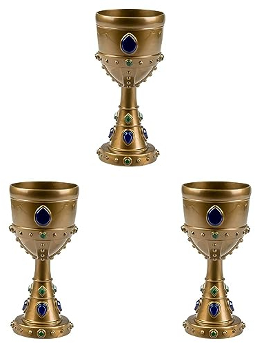 Boland 44042 - Calice Arthur, taille env. 18 cm, capacité de remplissage 25 cl, coupe noble, roi, carnaval, Halloween, Mardi gras, fête à thème, déguisement (Lot de 3)