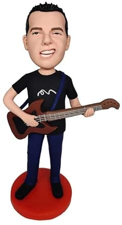mydedor Individuelle Wackelkopf-Figur, handgefertigter Wackelkopf, der die Gitarre spielt, personalisiertes Geschenk für Weihnachten, Geburtstag, Valentinstag