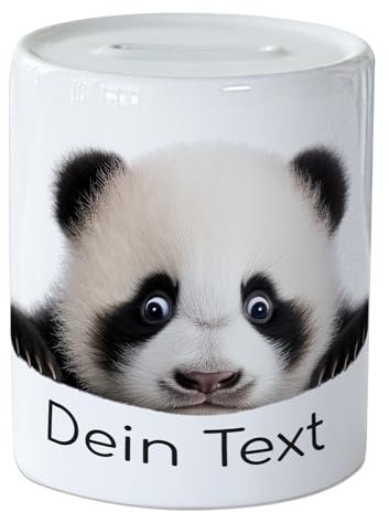 GRAZDesign Spardose Baby Panda mit Name personalisiert, Geldgeschenk für Mädchen und Jungen aus Keramik