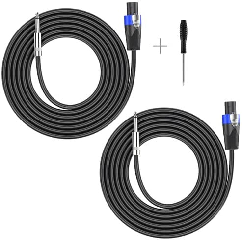 GCTBL 3M 2pack Speakon to 1/4 Speaker Cables 6.35mm TS Plug Wire Audio Amplifier Cord for Guiar DJ/PA Speaker
