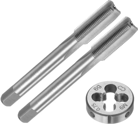 QUARKZMAN Maschinengewindebohrer Set M9x0.75, 2stk. Gewindebohrer / 1stk. Schneideisen, Gewindeschneider und Schneideisen Set