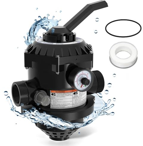 Aumzong 262506 Valve de filtre à 6 voies de 3,8 cm compatible avec filtre à sable Pentair Pool et Spa de rechange # 262504,261130