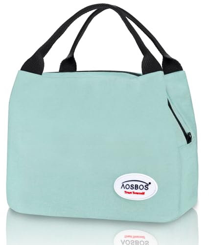 AOSBOS Mini Kühltasche Klein Lunchtasche Damen Lunch Bag Isoliertasche Für unterwegs Thermotasche Fahrrad Frühstücktasche Faltbar Wasserdicht Reißverschluss 8,5L Türkis