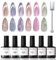 Modelones Cat Eye Gel Nail Polish, 6 Colors Pearl Magnetic Set with Magnet, Shimmer Mermaid Swirl Shell Purple Pink Blue Glitter, Summer DIY Manicure Gift for Women