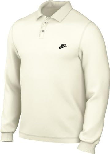 Nike Men's Herren Club Knit Long-Sleeve Polo Top, Sail/Black, L