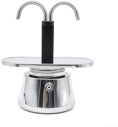 Double the Coffee, Half the Time Stainless Steel Moka Pot with 2 Cup Capacity