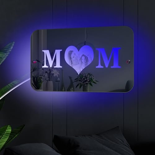 Personalisierter Spiegel aus Acryl mit Fotos,Thematisch Spiegel MOM personalisiert, Wanddekoration Spiegel für Schlafzimmer Wohnzimmer, benutzerdefinierte Spiegel für Mama, Ehefrauen und Großmütter