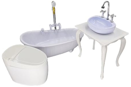 Perfeclan Actionfiguren im Maßstab 1/6, Badezimmerzubehör, Miniatur-Badewanne, Toilette, Waschtisch, Puppenmodell, Sammlungsset, Spielzeug für 12-Zoll-Puppen
