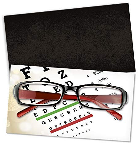 GESCHENKGUTSCHEINcom by POS-HAUER. Gutschein-Set. 25x Gutschein + Kuvert. Für Optiker Augenoptiker Brillen, blanko zum selber Ausfüllen.