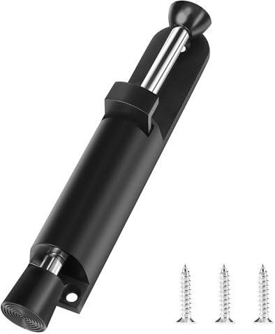 Türfeststeller Boden 200 x 28mm Türfeststeller Aussenbereich Schwarz Türstopper Haustür mit Feststeller Federbelastet Türhalter mit Fußbedienung Torfeststeller zum Anschrauben Türstopper