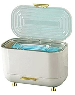 WYLZLKX Luxuriöse Aufbewahrungsbox für chirurgische Masken aus Kunststoff, für den Haushalt, kreative Schreibtisch-Aufbewahrung, Organisation, Taschentuchboxen, Weißgold