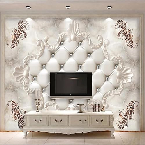 MIXUEXUNLU Mural European Soft Package Marble TV Background Wall Painting 3D Relief Wallpaper Living Room Photo Wallpaper