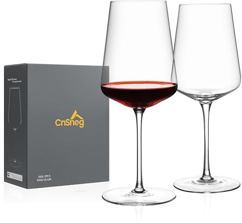 CnSneg Crystal Wine Glasses Set of 2, Hand Blown Red Wine Glass 18OZ