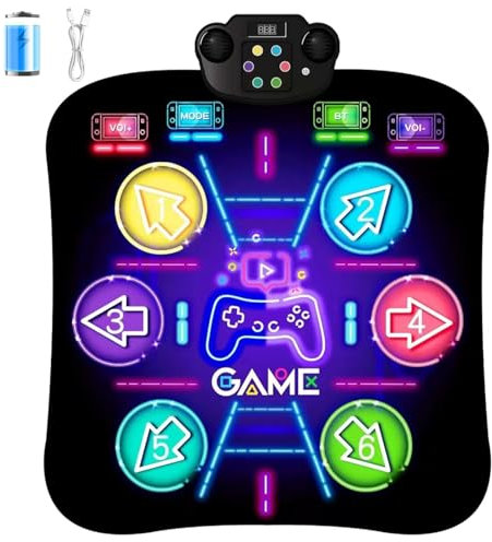 CXWLMAT Rechargeable Dance Mat for Kids 3 4 5 6 7 8+ Year Old, 2025 Upgraded Bluetooth Dance Mats Boys Digital Game with Large Capacity Battery, Music Light Up Dancemat Girls Toys for Birthday Gift