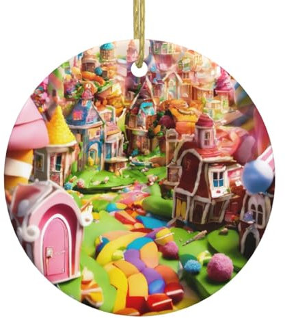 The Land of Candy Weihnachtsschmuck, rund, Keramik, zum Aufhängen, Weihnachtsschmuck