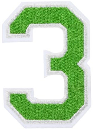 sourcing map Iron on Number Patches, 3 Inch Number 3, Iron on Number Patches Large, Embroidered Numbers Patches Applique Patches Iron on for Clothes Hats, Green