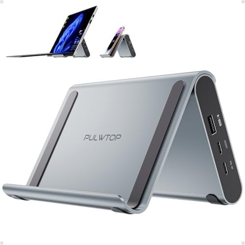PULWTOP USB C Docking Station Dual Monitor, Dual Displays mit 2 HDMI 4K, USB-C/A 10 Gbit/s, USB-A 5gbit/s, Ethernet, PD für,Microsoft Surface Pro 11/10/9/8, Win11/10 Tablets