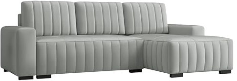 Mirjan24 Ecksofa mit Schlaffunktion und Bettkasten Hokok, Eckcouch für Wohnzimmer, Holzfüße, L-Form Sofa mit Bettfunktion, Wohnlandschaft (Manila 14, Seite: Rechts)