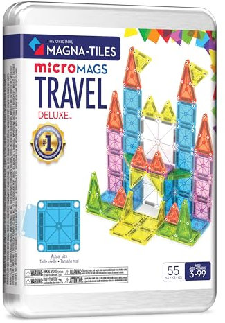 MAGNA-TILES microMAGS Travel Set Deluxe 55-Piece Magnetic Construction Set, The Original Magnetic Building Brand