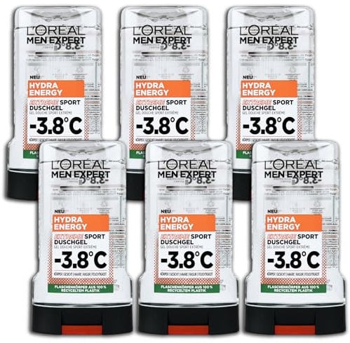 L'ORÉAL Paris Men Expert Gel de ducha y champú Hydra Energy Extreme Sport – 3,8 °C 6 x 250 ml