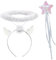 SHUOHONG Headband Heiligenschein Weiß Headband und Zauberstab, Heiligenschein Engel Haarreif, Engel Kostüm Accessoire, Weiße Engelskostüm Damen, Party Fasching Kostüme, Kostümparty Verkleidung
