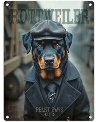 Small (150 x 200mm) Metal Sign - Peaky Paws Club - Rottweiler