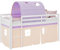 Homestyle4u Kinderbett 90x200 Lila Hochbett mit Rausfallschutz Bett Kiefer massiv Vorhang Betttunnel Lattenrost Matratze