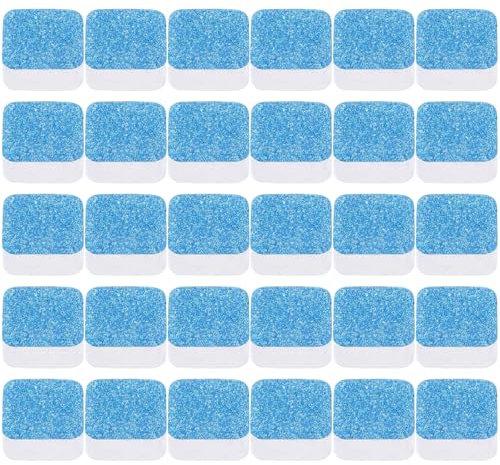 Limpia Lavadoras,Limpiador de Sólido para Lavadora,Detergente Limpiador,Limpiador de Lavadora,Elimina Olores,Desincrustante para Lavadoras,Suciedad y Acumulaciones,Descontaminación Triple,30PCS
