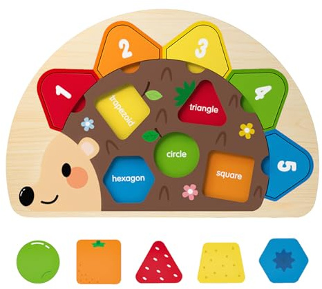 Acunny Formensortierer Für Kleinkinder 1-3 Jahre | Holz Steckspiel Igel Lernspielzeug | Kinder Aktivitätsspiel Für Kindergarten Zuhause Spielzimmer Auto Schule Familie Freunde Schüler Junge