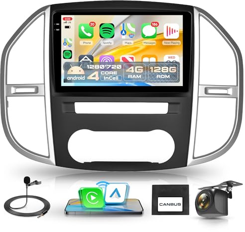 4G+128G Android Autoradio für Mercedes Benz Vito W447 2014-2021 10 Zoll Incell Touchscreen Autoradio mit Wireless Carplay Android Auto GPS Navi WiFi Mirror Link Bluetooth FM/RDS/EQ/SWC Rückfahrkamera