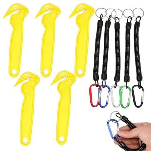 10 Pcs Box Opener Tool with Anti Lost Ropes | Box Cutters, Utility Cardboard Cutter, Parcel Opener, Warehouse Packaging, for Work Home DIY Crafts