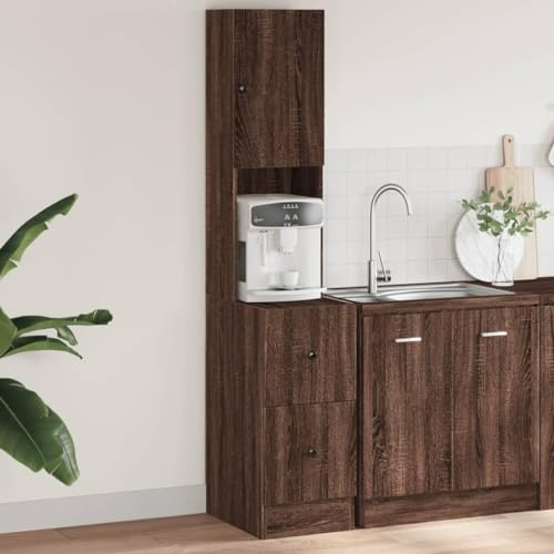 ZQQLVOO Küchenschrank Braun Eichen-Optik Rustikaler Wandschrank mit Regalen für Küche und Flur, Stauraum Lösung 35x50x180 cm Holzwerkstoff