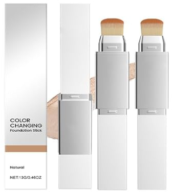 Color Changing Foundation Stick mit Bürste,Feuchtigkeitsspendende und Leichte Abdeckcreme mit Pinsel, Farbwechselndes Foundation-Stick,Cremestift für