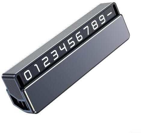 Kfz-Kennzeichen mit einziehbarer Verdeckung für Privatsphäre, temporäres Parken, Nummernschild, Telefonnummernanzeige mit im Dunkeln leuchtenden Zahlen (Grau)