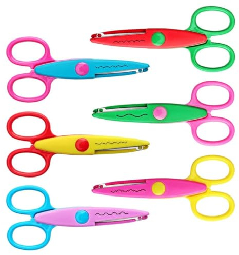 YIPFEN Lot de 6 Ciseaux Enfant, Ciseaux Crantés, Ciseaux à Motifs pour Activité Manuelle et Bricolage (6 Formes)