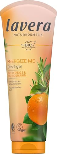 lavera Duschgel Energize Me 200ml Orange und Rosmarin | vegane Naturkosmetik, Verwöhnendes Schaumerlebnis, sanfte Reinigung für jeden Tag, pflegt & erfrischt die Haut