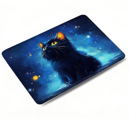 Mauspad 24 x 20 x 3 mm Gaming Mauspad für Alle Maustypen (Kugel, Optisch, Laser), Optimiert für Gaming-Sensoren, Verbessert Präzision & Geschwindigkeit - Glatten Oberfläche, Katze, Schwarz 0o-311