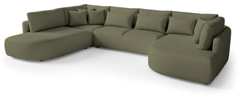MW EURO-MEBLE Ecksofa Jacobs U - Wohnlandschaft, Polstersofa, Polstercouch (Linke Seite - Grün: Tresor 77)