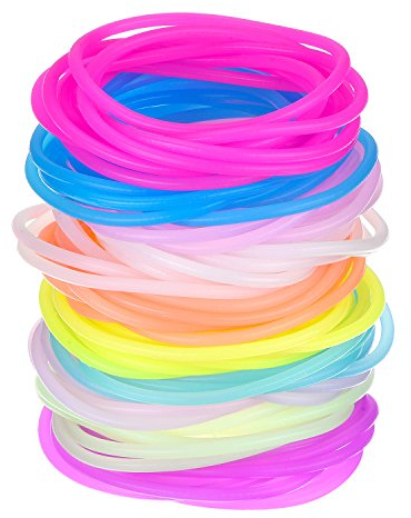 Mehrfarbige Silikon Jelly Armbänder Leuchtende Haar Krawatten, 100 Stücke