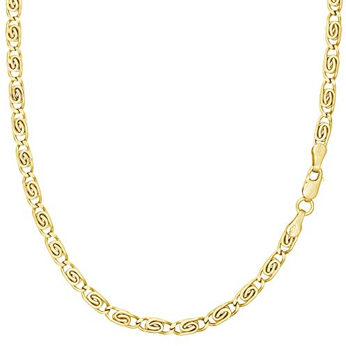 PRINS JEWELS 14 Karat 585 Gold S-Panzerkette Gelbgold Kette Unisex – Breite 3.50 mm - Länge wählbar (50)