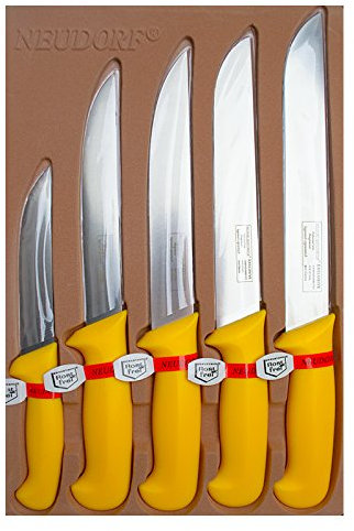 Neudorf Manufaktur Metzgermesser Fleischermesser Set 5 TLG Schlachtermesser Kochmesser Profiqualität Edelstahl Rostfrei