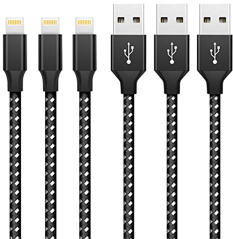 Ankoda iPhone Charger Cable Lightning Cable 3Pack 3FT/1M Nylon Braided Fast Charging & Sync iPhone Wire Compatible with iPhone13 12 11 Pro Max XS XR X 8 7 6 Plus 5 5S