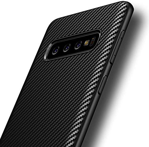 AVANA Hülle für Samsung Galaxy S10 Plus Schutzhülle Flexibles Slim Case Schwarz Silikon TPU Schale Kohlefaser Bumper Cover Carbon Optik