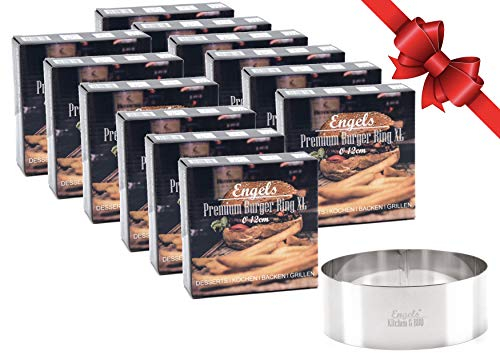 Charma Kaman 12 Stück Ø 12cm Engels Premium Burger Ringe/Dessertringe/Speiseringe (12 XL, Metall)