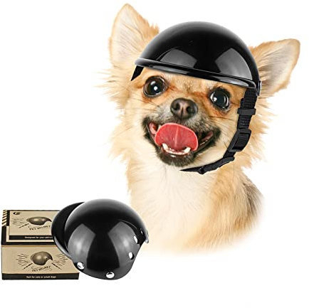 Enjoying Helm für Hunde Motorrad Kleine Hunde Helm Fahrrad Hundehüte Outdoor-Reiten Welpenmütze, Schwarz, Größe S