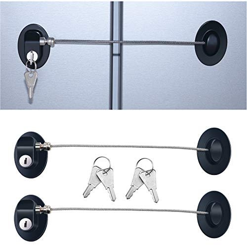 3 Pièces de Serrure de la Porte du Réfrigérateur Serrure Adhésive Forte de Porte du Congélateur Verrou de Tiroir de Fichier Serrure d'Armoire de Sécurité Enfant avec Clés (Noir)