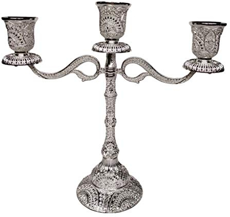 perfk Kerzenleuchter Kerzenständer aus aus Tischleuchter Vintage Tischdekoration, 3-armig Silber