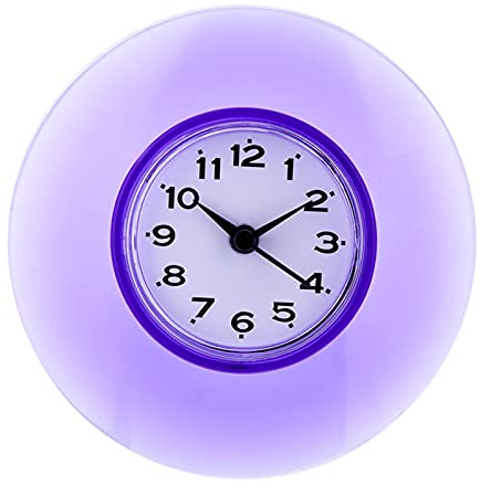 Atyhao Mini Duschuhr wasserdichte Wanduhr Saugnapf Badezimmeruhr Sauguhr für Dusche Waschraum Küche(lila)