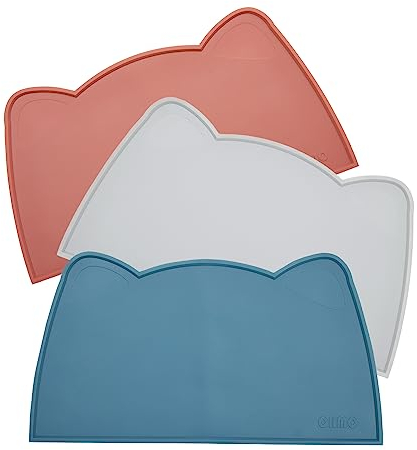 OHMO Petit Tapis Gamelle Chien et Chat, (46 * 25cm, Teal), Tapis de Plateau Gamelle de Nourriture Antidérapant pour Chat et Chien
